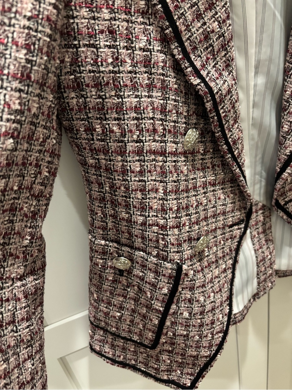 Veronica Beard Theron Tweed Double-Breasted Blazer - Picture 6 of 12